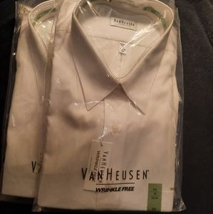 White men's button-up dress shirt size 19 34/35 Van Heusen